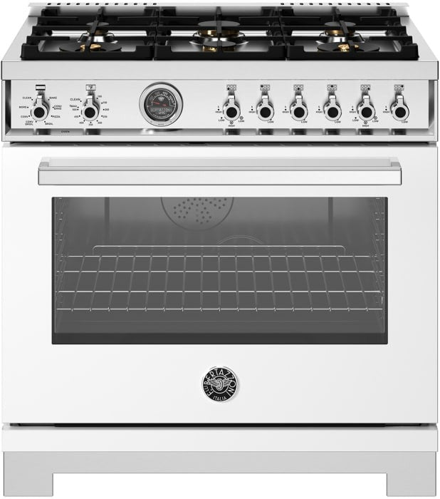Bertazzoni - 36 inch Dual Fuel Range, 6 Brass Burners and Cast Iron Griddle, Electric Self-Clean Oven - PRO366BCFEPXT Bertazzoni - 36 inch Dual Fuel Range, 6 Brass Burners and Cast Iron Griddle, Electric Self-Clean Oven - PRO366BCFEPXT