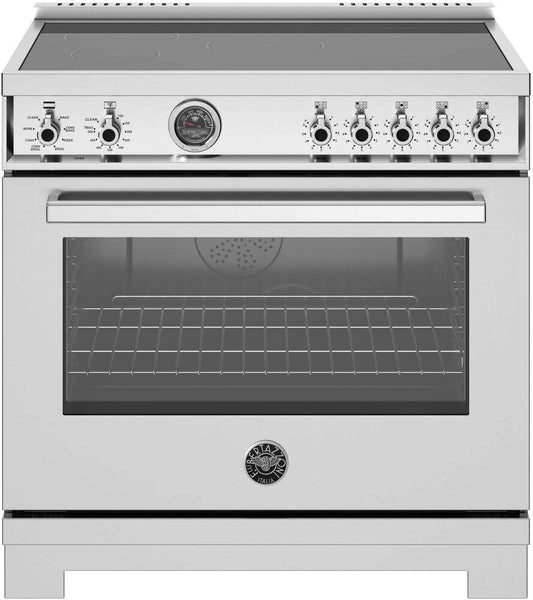 Bertazzoni - 36 inch Induction Range, 5 Heating Zones and Cast Iron Griddle, Electric Self-Clean Oven - PRO365ICFEPXT