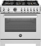 Bertazzoni - 36 inch Dual Fuel Range, 6 Brass Burners and Cast Iron Griddle, Electric Self-Clean Oven - PRO366BCFEPXT Bertazzoni - 36 inch Dual Fuel Range, 6 Brass Burners and Cast Iron Griddle, Electric Self-Clean Oven - PRO366BCFEPXT