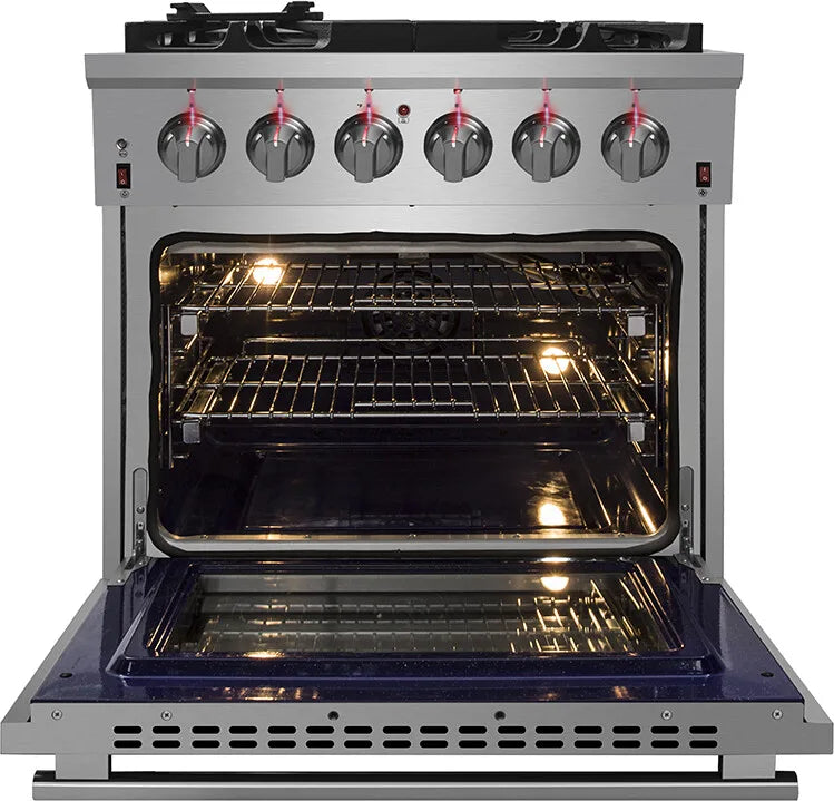 Forno - 30-Inch Freestanding Gas Range: 5 Sealed Burners, 4.32 cu. ft. Oven, Convection, Illuminated Knobs Forno - 30-Inch Freestanding Gas Range: 5 Sealed Burners, 4.32 cu. ft. Oven, Convection, Illuminated Knobs