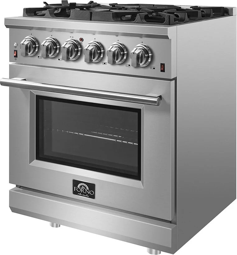 Forno - 30-Inch Freestanding Gas Range: 5 Sealed Burners, 4.32 cu. ft. Oven, Convection, Illuminated Knobs Forno - 30-Inch Freestanding Gas Range: 5 Sealed Burners, 4.32 cu. ft. Oven, Convection, Illuminated Knobs