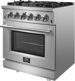 Forno - 30-Inch Freestanding Gas Range: 5 Sealed Burners, 4.32 cu. ft. Oven, Convection, Illuminated Knobs Forno - 30-Inch Freestanding Gas Range: 5 Sealed Burners, 4.32 cu. ft. Oven, Convection, Illuminated Knobs