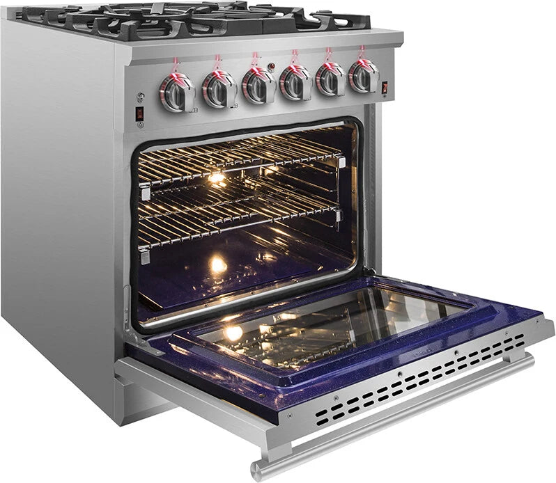 Forno - 30-Inch Freestanding Gas Range: 5 Sealed Burners, 4.32 cu. ft. Oven, Convection, Illuminated Knobs Forno - 30-Inch Freestanding Gas Range: 5 Sealed Burners, 4.32 cu. ft. Oven, Convection, Illuminated Knobs