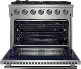 FORNO - 36-Inch Freestanding Gas Range: 6 Sealed Burners, 5.36 cu. ft. Oven, Continuous Grates, Convection, Illuminated Knobs FORNO - 36-Inch Freestanding Gas Range: 6 Sealed Burners, 5.36 cu. ft. Oven, Continuous Grates, Convection, Illuminated Knobs