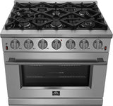 FORNO - 36-Inch Freestanding Gas Range: 6 Sealed Burners, 5.36 cu. ft. Oven, Continuous Grates, Convection, Illuminated Knobs FORNO - 36-Inch Freestanding Gas Range: 6 Sealed Burners, 5.36 cu. ft. Oven, Continuous Grates, Convection, Illuminated Knobs