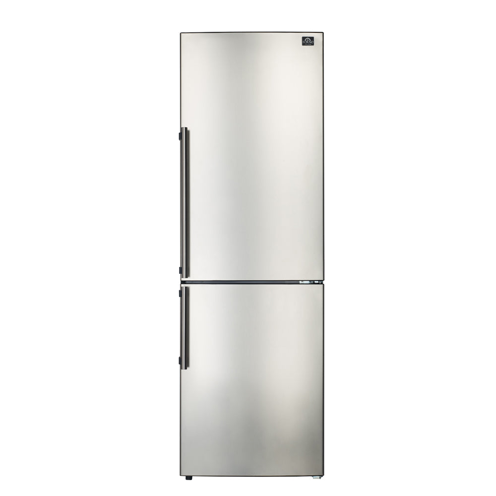 FORNO - 24-Inch Refrigerator 11.1 cu.ft Bottom Freezer in Stainless Steel with Side Grip Handle FORNO - 24-Inch Refrigerator 11.1 cu.ft Bottom Freezer in Stainless Steel with Side Grip Handle