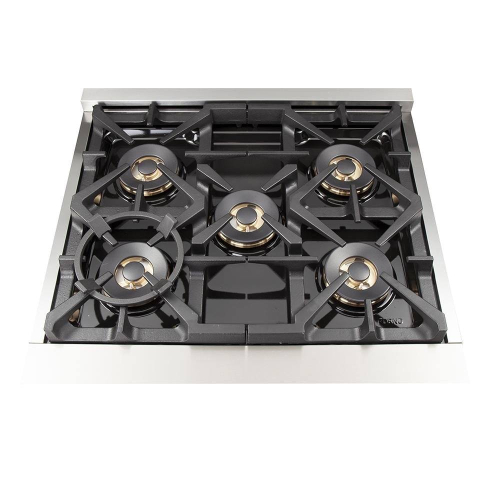 FORNO - 30-Inch Capriasca Dual Fuel Range with 240v Electric Oven - 5 Burners, Convection Oven and 100,000 BTUs FORNO - 30-Inch Capriasca Dual Fuel Range with 240v Electric Oven - 5 Burners, Convection Oven and 100,000 BTUs