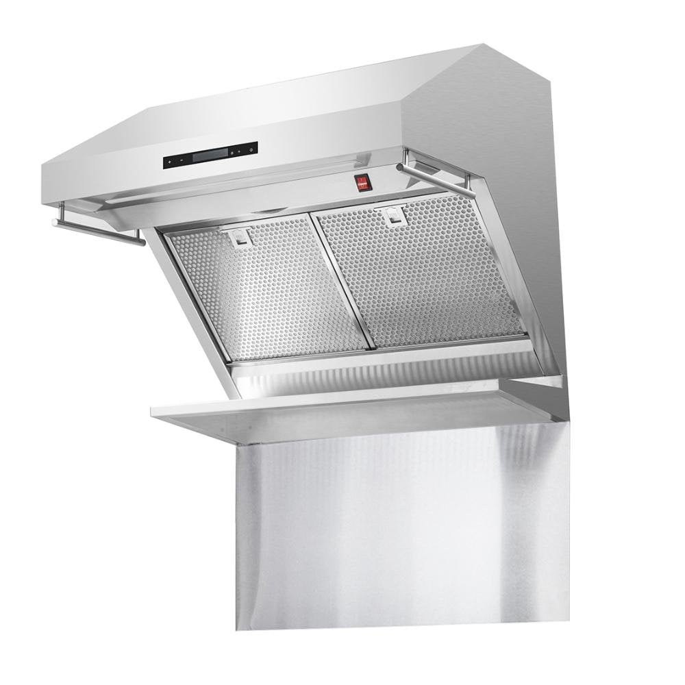 Savona - 30 in. Wall Mount Range Hood with Red Light Warmer/Shelf/Back Splash Hybrid Filters in Stainless Steel | FRHWM5029-30HB Savona - 30 in. Wall Mount Range Hood with Red Light Warmer/Shelf/Back Splash Hybrid Filters in Stainless Steel | FRHWM5029-30HB