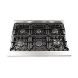 FORNO - 36-Inch Galiano Dual Fuel Range with 6 Gas Burners, 240v Electric Convection Oven FORNO - 36-Inch Galiano Dual Fuel Range with 6 Gas Burners, 240v Electric Convection Oven