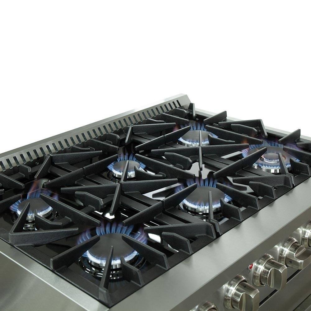 FORNO - 36-Inch Galiano Dual Fuel Range with 6 Gas Burners, 240v Electric Convection Oven FORNO - 36-Inch Galiano Dual Fuel Range with 6 Gas Burners, 240v Electric Convection Oven