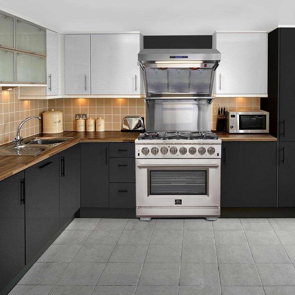 FORNO - 36-Inch Galiano Dual Fuel Range with 6 Gas Burners, 240v Electric Convection Oven FORNO - 36-Inch Galiano Dual Fuel Range with 6 Gas Burners, 240v Electric Convection Oven
