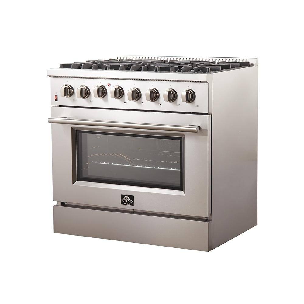 FORNO - 36-Inch Galiano Dual Fuel Range with 6 Gas Burners, 240v Electric Convection Oven FORNO - 36-Inch Galiano Dual Fuel Range with 6 Gas Burners, 240v Electric Convection Oven