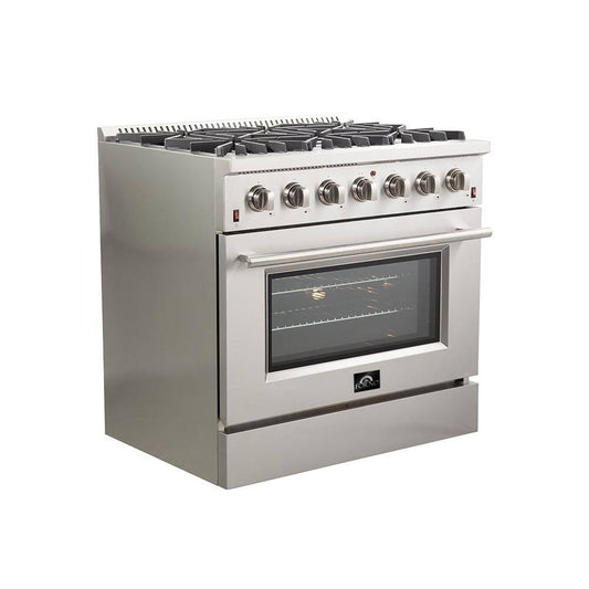FORNO - Galiano 36-Inch Gas Range with 6 Burners and Gas Convection Oven - FFSGS624436