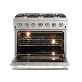 FORNO - Galiano 36-Inch Gas Range with 6 Burners and Gas Convection Oven - FFSGS624436 FORNO - Galiano 36-Inch Gas Range with 6 Burners and Gas Convection Oven - FFSGS624436
