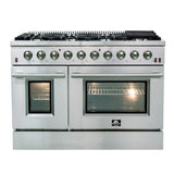 FORNO - 48-Inch Galiano Gas Range with 8 Burners and Reversible Griddle in Stainless Steel FORNO - 48-Inch Galiano Gas Range with 8 Burners and Reversible Griddle in Stainless Steel