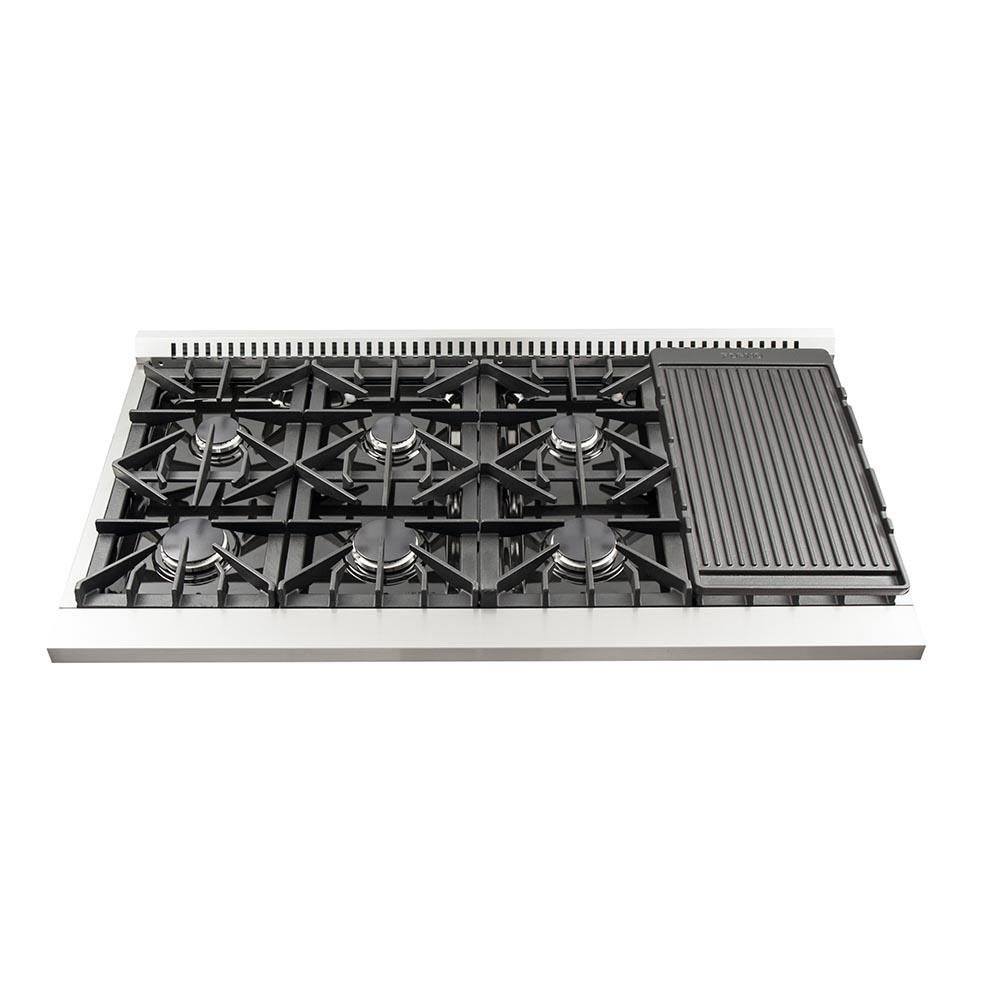 FORNO - 48-Inch Galiano Gas Range with 8 Burners and Reversible Griddle in Stainless Steel FORNO - 48-Inch Galiano Gas Range with 8 Burners and Reversible Griddle in Stainless Steel