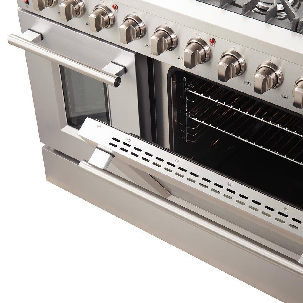 FORNO - 48-Inch Galiano Gas Range with 8 Burners and Reversible Griddle in Stainless Steel FORNO - 48-Inch Galiano Gas Range with 8 Burners and Reversible Griddle in Stainless Steel