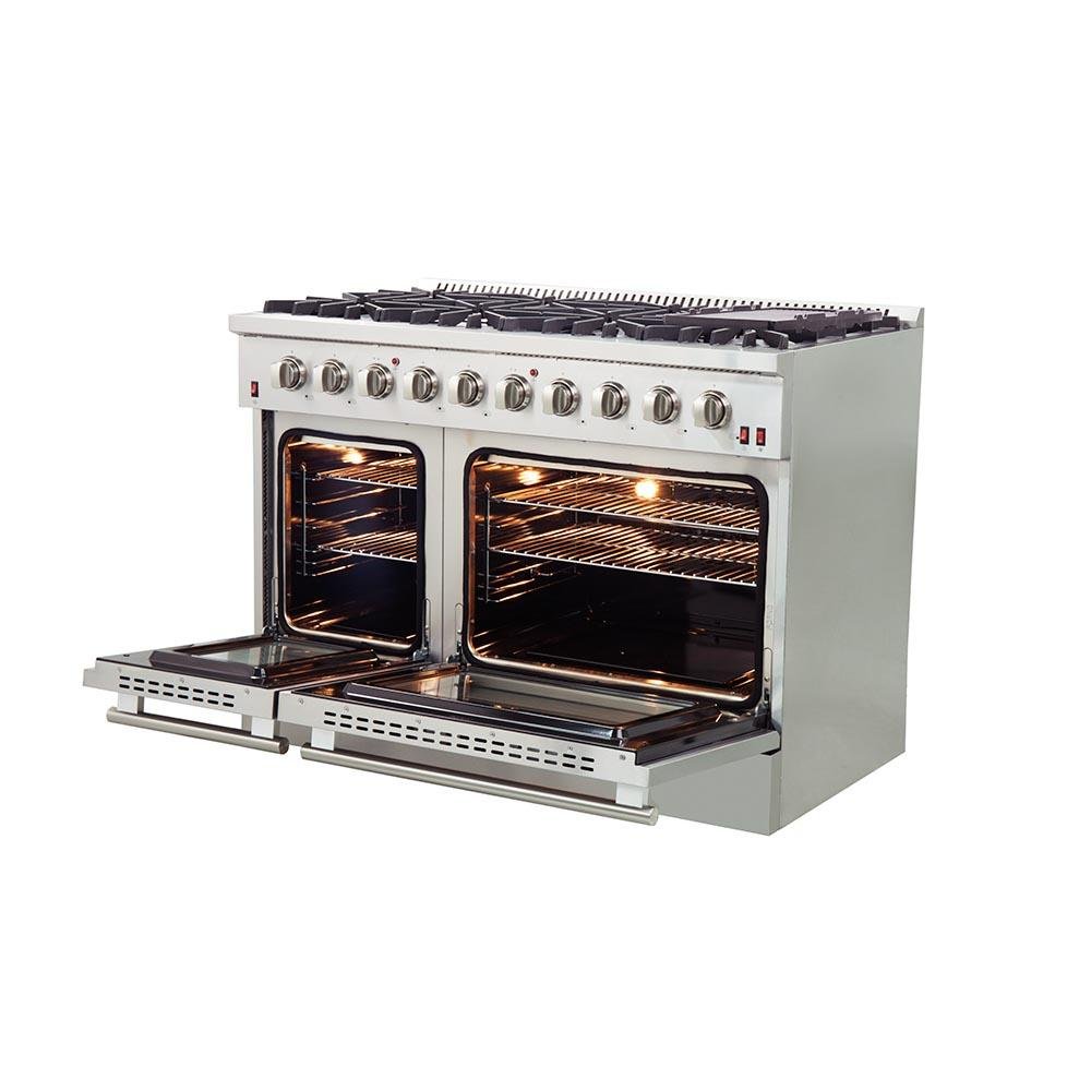 FORNO - 48-Inch Galiano Gas Range with 8 Burners and Reversible Griddle in Stainless Steel FORNO - 48-Inch Galiano Gas Range with 8 Burners and Reversible Griddle in Stainless Steel