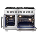 FORNO - 48-Inch Capriasca Dual Fuel Range with 8 Gas Burners, 160,000 BTUs & French Door Electric Oven in Stainless Steel FORNO - 48-Inch Capriasca Dual Fuel Range with 8 Gas Burners, 160,000 BTUs & French Door Electric Oven in Stainless Steel