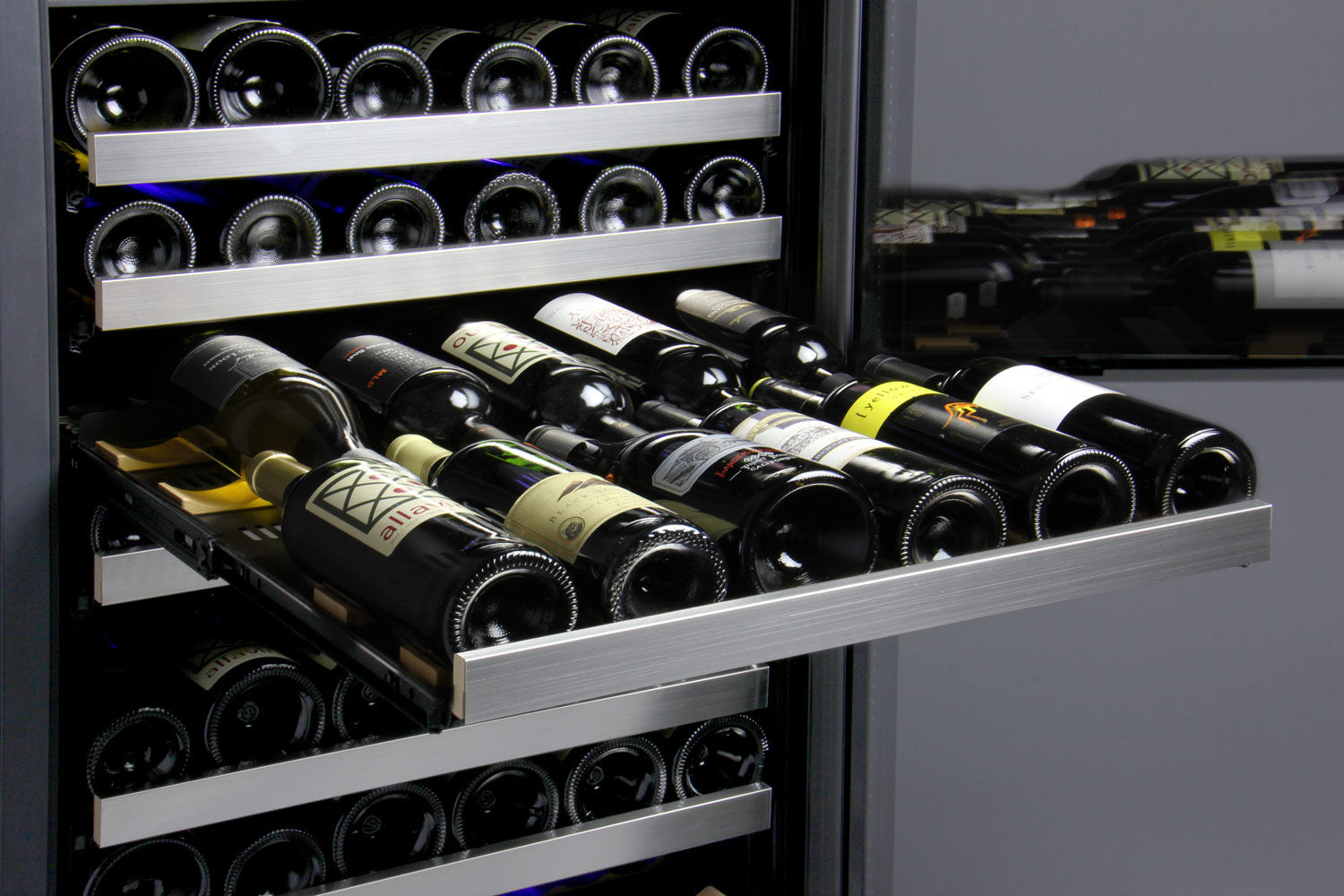 Allavino - 47" Wide FlexCount II Tru-Vino 344 Bottle Four-Zone Stainless Steel Side-by-Side Wine Refrigerator - BF 2X-VSWR172-2S20 Allavino - 47" Wide FlexCount II Tru-Vino 344 Bottle Four-Zone Stainless Steel Side-by-Side Wine Refrigerator - BF 2X-VSWR172-2S20