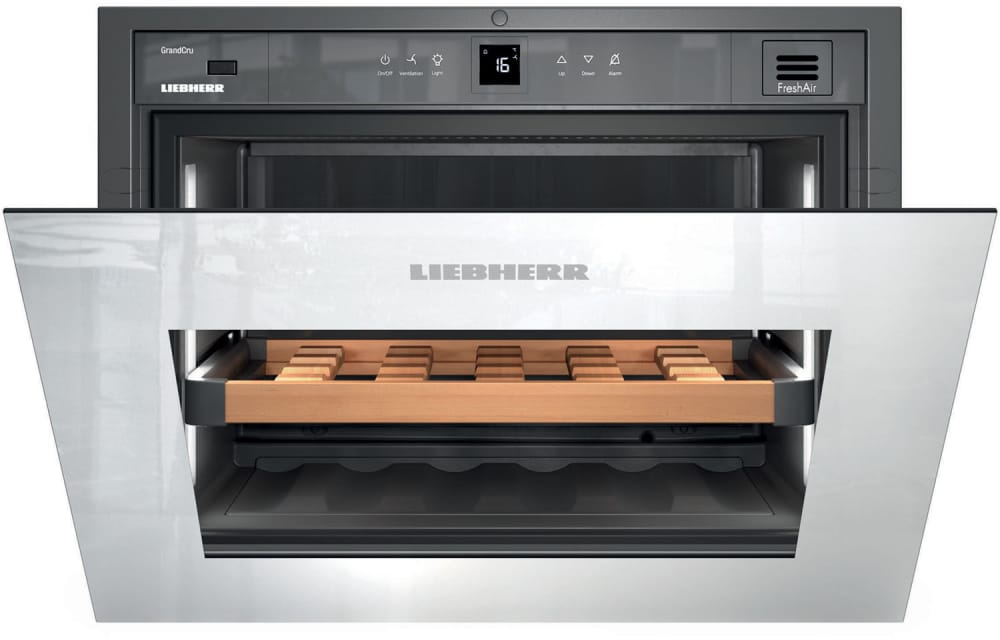 Liebherr - 24 Inch Built-in Wine Cooler with Push-to-Open - Black/White Liebherr - 24 Inch Built-in Wine Cooler with Push-to-Open - Black/White