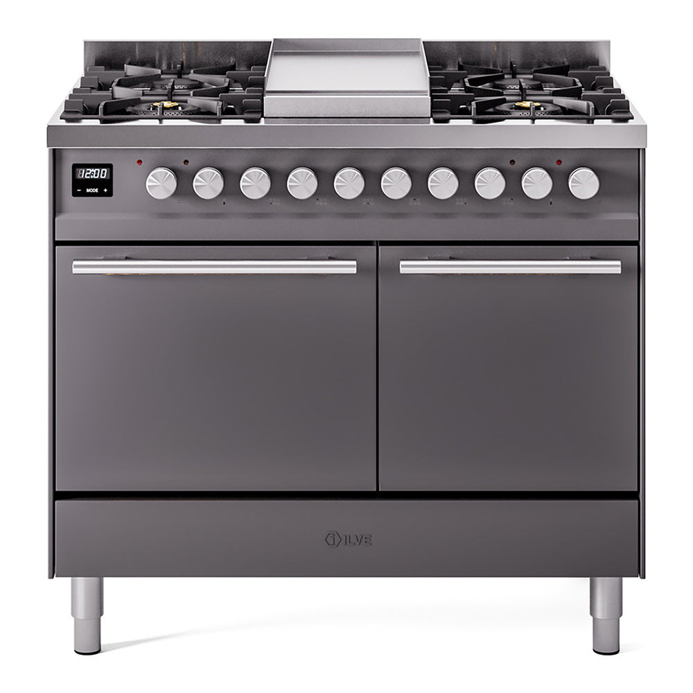 ILVE - 40" Pro Plus II Series Freestanding Dual Fuel Range - Double Oven - Solid Door(s) - Griddle - Natural Gas ILVE - 40" Pro Plus II Series Freestanding Dual Fuel Range - Double Oven - Solid Door(s) - Griddle - Natural Gas