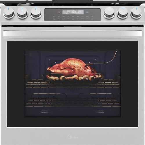 Midea - 6.1 CF / 30" Gas Range, Convection, Wi-Fi - Stainless - MGS30S4AST Midea - 6.1 CF / 30" Gas Range, Convection, Wi-Fi - Stainless - MGS30S4AST