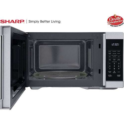 Sharp - 1.1 CF Countertop Microwave Oven, Orville Redenbacher's Certified - Stainless Sharp - 1.1 CF Countertop Microwave Oven, Orville Redenbacher's Certified - Stainless