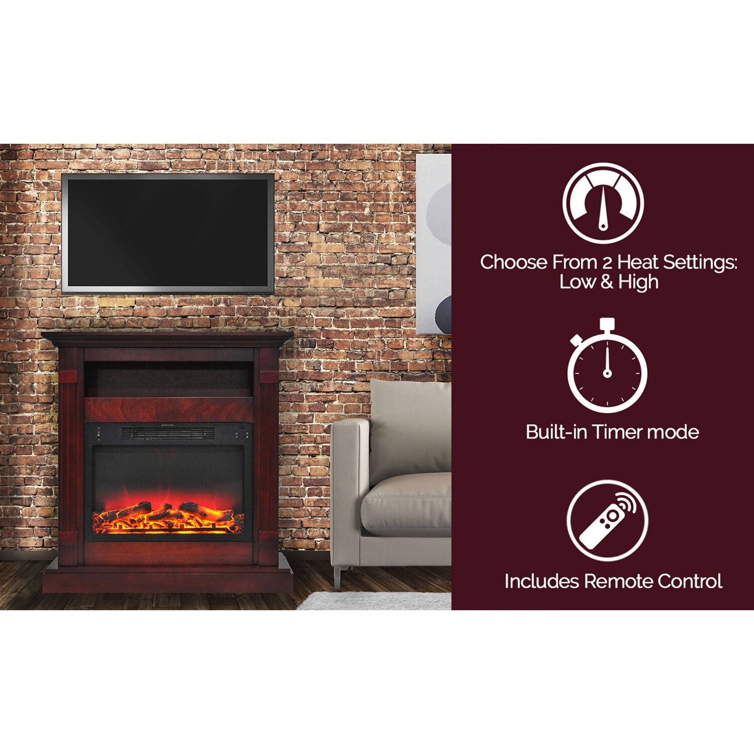 Cambridge - Cambridge Fireplace Insert: 23"x18"x4.3", Remote, Logs Fireplaces - CAMINS2318-2LOG Cambridge - Cambridge Fireplace Insert: 23"x18"x4.3", Remote, Logs Fireplaces - CAMINS2318-2LOG