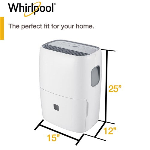 Whirlpool - 50 Pint Dehumidifier with Pump, White, E-Star - WHAD50PCW Whirlpool - 50 Pint Dehumidifier with Pump, White, E-Star - WHAD50PCW