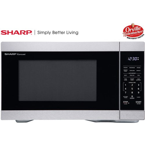 Sharp - 1.1 CF Countertop Microwave Oven, Orville Redenbacher's Certified - Stainless Sharp - 1.1 CF Countertop Microwave Oven, Orville Redenbacher's Certified - Stainless
