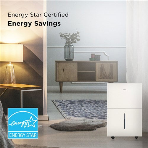TCL - 50 Pint Dehumidifier with Pump, Wifi, Energy Star, 6A - White TCL - 50 Pint Dehumidifier with Pump, Wifi, Energy Star, 6A - White