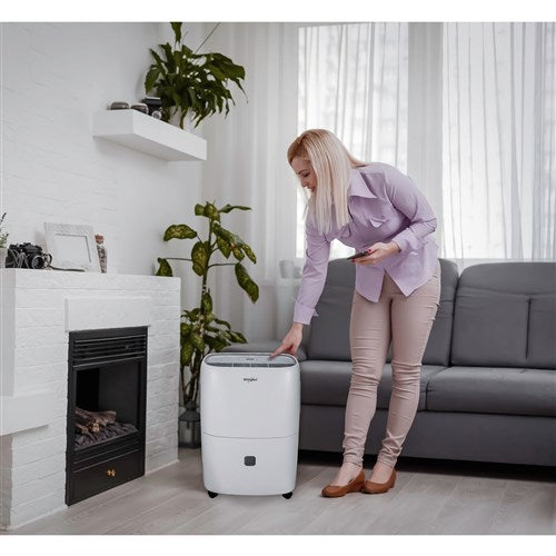 Whirlpool - 50 Pint Dehumidifier with Pump, White, E-Star - WHAD50PCW Whirlpool - 50 Pint Dehumidifier with Pump, White, E-Star - WHAD50PCW