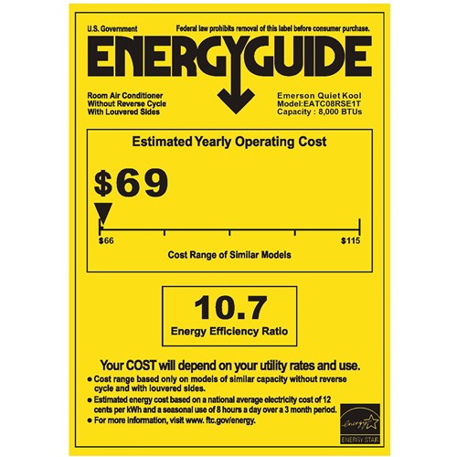 Emerson Quiet - 8000 BTU TTW Air Conditioner with Wifi Controls, 115V | EATC08RSE1T Emerson Quiet - 8000 BTU TTW Air Conditioner with Wifi Controls, 115V | EATC08RSE1T