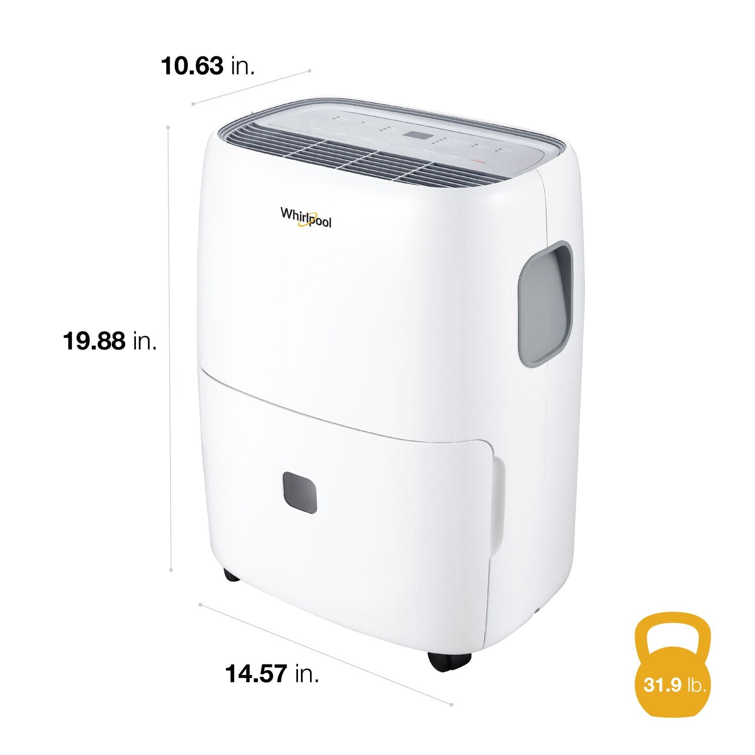 Whirlpool - 30 Pint Dehumidifier, White, E-Star, R32 - WHAD301DW Whirlpool - 30 Pint Dehumidifier, White, E-Star, R32 - WHAD301DW