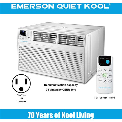 Emerson Quiet - 8000 BTU TTW Air Conditioner with Wifi Controls, 115V | EATC08RSE1T Emerson Quiet - 8000 BTU TTW Air Conditioner with Wifi Controls, 115V | EATC08RSE1T
