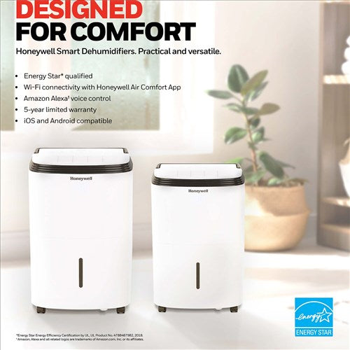 Honeywell - 30 Pint Dehumidifier (50 Pint DOE 2012 Standard)w/ Alexa Control, E-Star - TP50AWKN Honeywell - 30 Pint Dehumidifier (50 Pint DOE 2012 Standard)w/ Alexa Control, E-Star - TP50AWKN