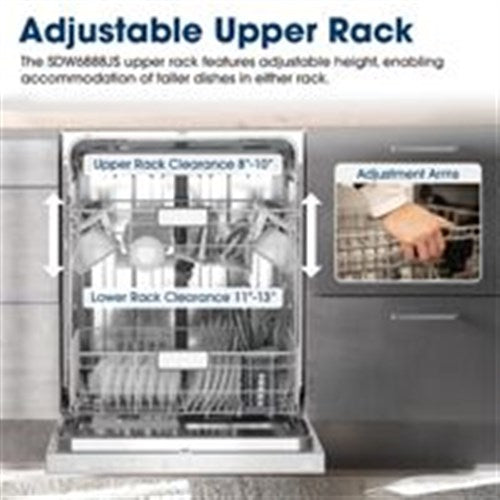 Sharp - 24" Smart Top Ctrl Dishwasher, 45 dBA, 3rd Rack - SDW6888JS Sharp - 24" Smart Top Ctrl Dishwasher, 45 dBA, 3rd Rack - SDW6888JS