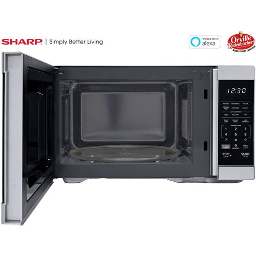 Sharp - 1.1 CF Smart Countertop Microwave Oven, Orville Redenbacher's Certified - Stainless Sharp - 1.1 CF Smart Countertop Microwave Oven, Orville Redenbacher's Certified - Stainless