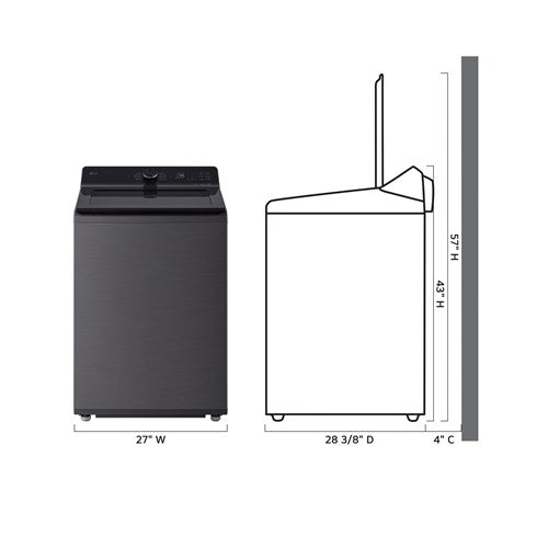 LG - 4.8 CF Top Load Agitator Washer, TurboWash3D, Wi-Fi, Easy Unload - WT8205CL LG - 4.8 CF Top Load Agitator Washer, TurboWash3D, Wi-Fi, Easy Unload - WT8205CL