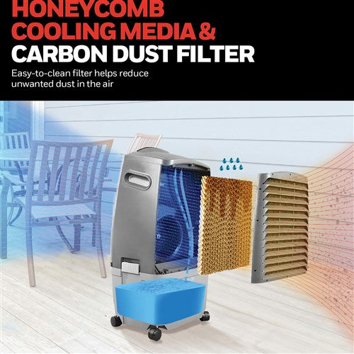 Honeywell 525 CFM Indoor/Outdoor Evaporative Air Cooler (Swamp Cooler) with Remote Control in Gray Honeywell 525 CFM Indoor/Outdoor Evaporative Air Cooler (Swamp Cooler) with Remote Control in Gray