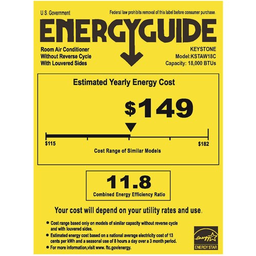 Keystone Energy Star 18,000/17,700 BTU 230V Window/Wall Air Conditioner with Follow Me LCD Remote Control | KSTAW18C Keystone Energy Star 18,000/17,700 BTU 230V Window/Wall Air Conditioner with Follow Me LCD Remote Control | KSTAW18C