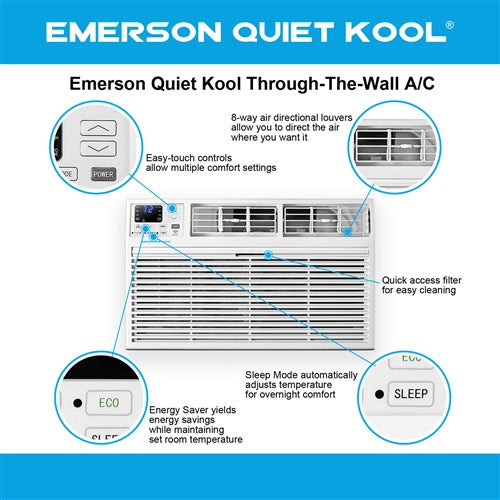 Emerson Quiet - 12,000 BTU Through the Wall Air Conditioner, 230V | EATC12RE2T Emerson Quiet - 12,000 BTU Through the Wall Air Conditioner, 230V | EATC12RE2T