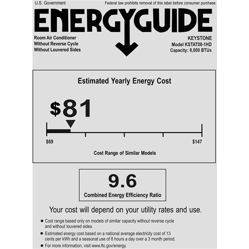 Keystone - 8, 000 BTU Through the Wall Heat/Cool, R32 | KSTAT08-1HD Keystone - 8, 000 BTU Through the Wall Heat/Cool, R32 | KSTAT08-1HD