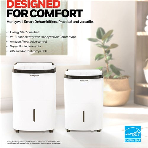 Honeywell - 50 Pint Dehumidifier(70 Pint 2012 DOE Standard) W/ Alexa Control, E-Star - TP70AWKNR Honeywell - 50 Pint Dehumidifier(70 Pint 2012 DOE Standard) W/ Alexa Control, E-Star - TP70AWKNR