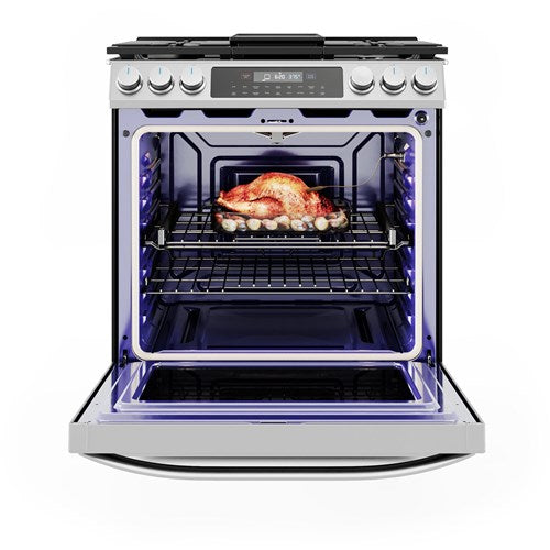 Midea - 6.1 CF / 30" Gas Range, Convection, Wi-Fi - Stainless - MGS30S4AST Midea - 6.1 CF / 30" Gas Range, Convection, Wi-Fi - Stainless - MGS30S4AST
