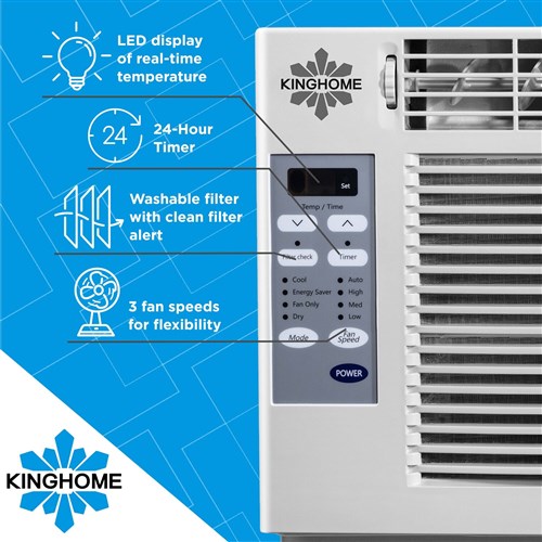 Kinghome - 5,000 BTU Window Air Conditioner with Electronic Controls, Energy Star | KHW05BTE Kinghome - 5,000 BTU Window Air Conditioner with Electronic Controls, Energy Star | KHW05BTE