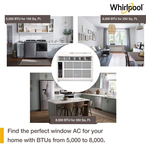 Whirlpool Energy Star 6,000 BTU 115V Window-Mounted Air Conditioner with Remote Control | WHAW061CW Whirlpool Energy Star 6,000 BTU 115V Window-Mounted Air Conditioner with Remote Control | WHAW061CW