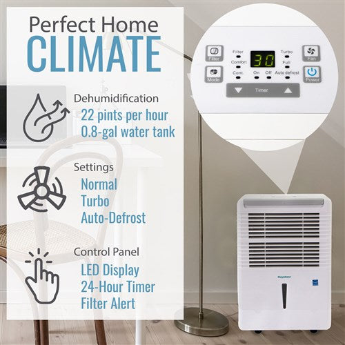 Keystone - 22 Pint Dehumidifier with Electronic Controls - KSTAD224D Keystone - 22 Pint Dehumidifier with Electronic Controls - KSTAD224D