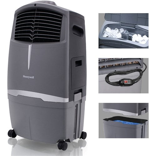 Honeywell 525 CFM Indoor/Outdoor Evaporative Air Cooler (Swamp Cooler) with Remote Control in Gray